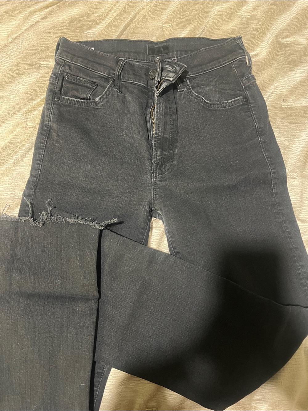 Mother Denim Women’s High-Rise Black Distressed Jeans